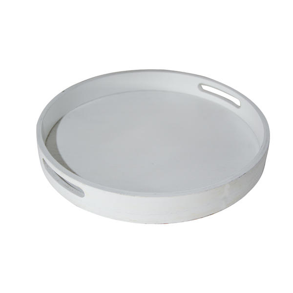 Plywood and MDF tray, round, white  18F288