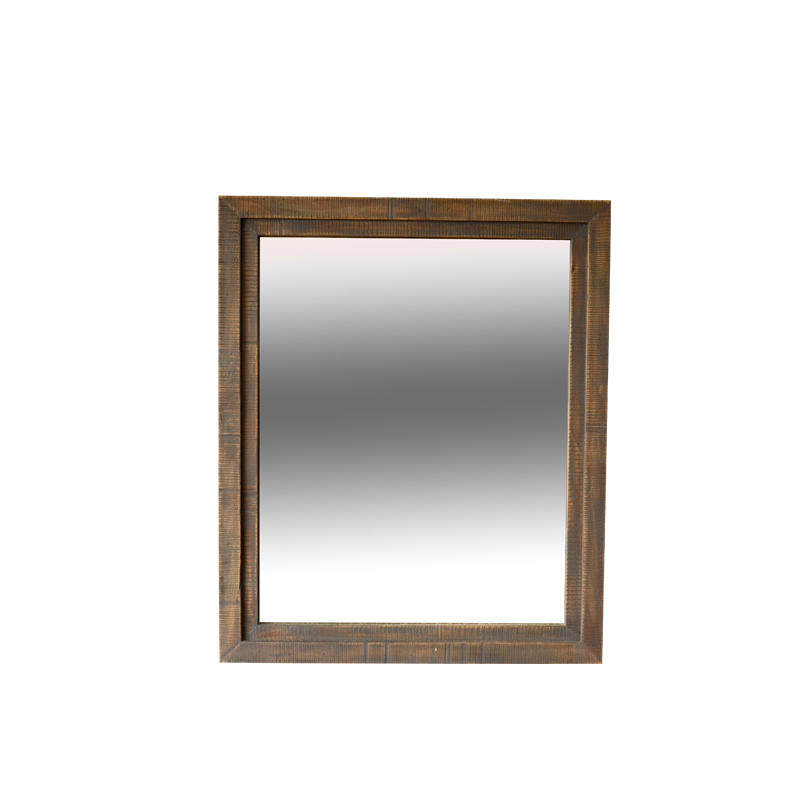 Wood framed mirror, grey distressed, rectangular 18F394