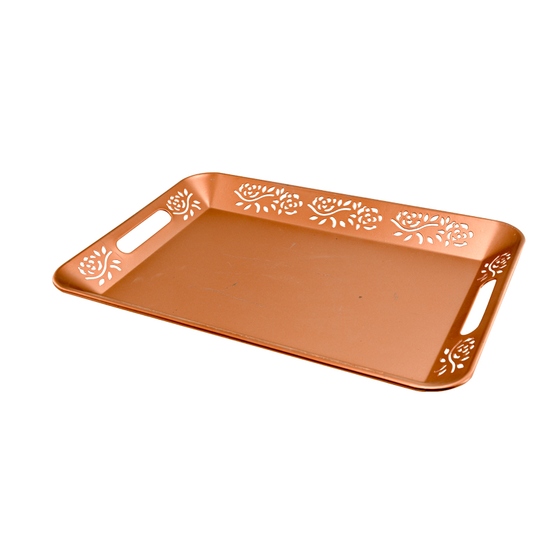 Metal tray w / cutout sides, rectangular  18F562