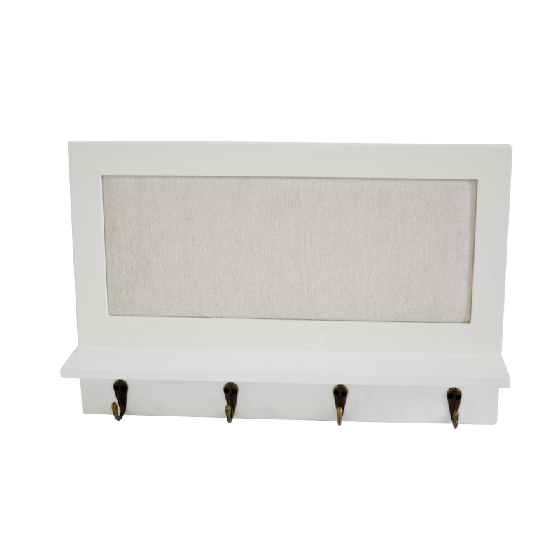 MDF one layer rack w / 4 metal hooks, white 19S555