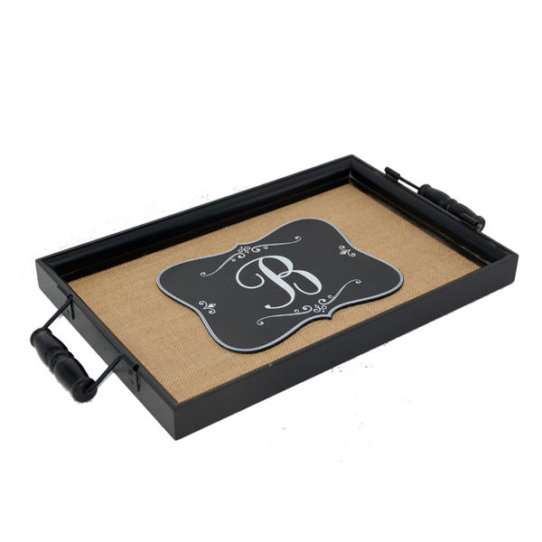 Wooden tray, rectangular, shallow frame, fabric bottom  AL026