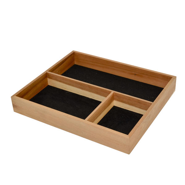 Wooden tray for cutlery, rectangular, w /  3 divided compartments AL028