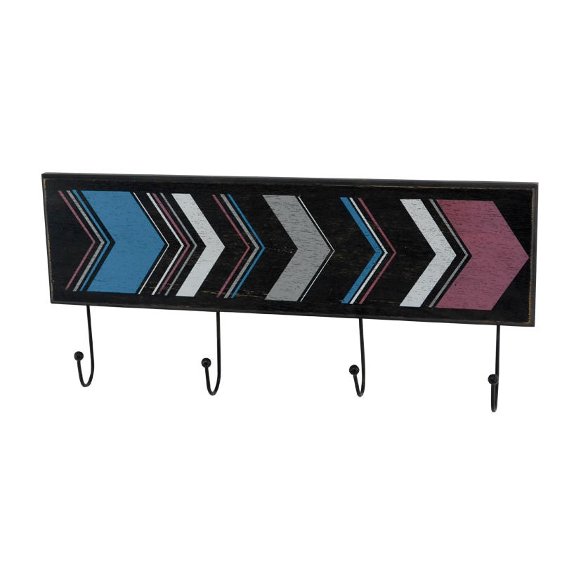 MDF & metal wall hooks, 4 hooks, eplaulette design backboard AL053