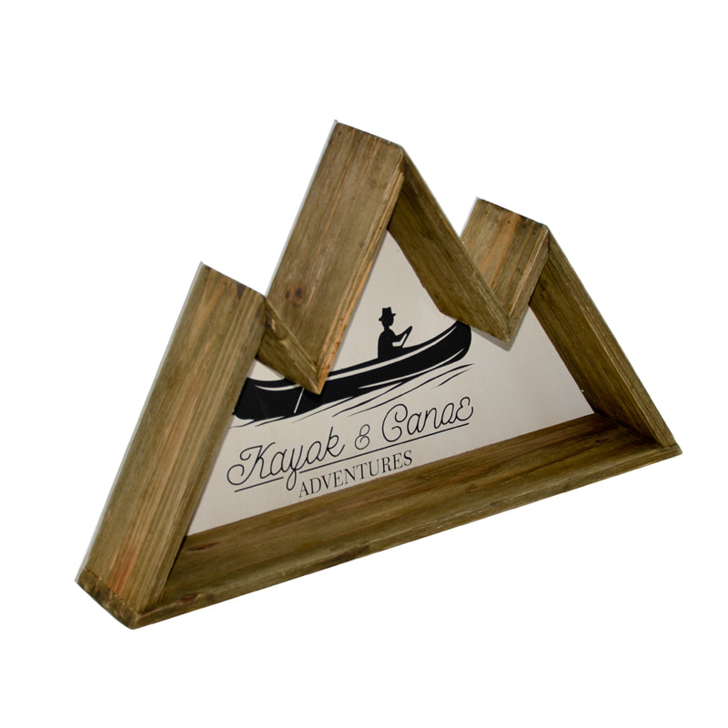 Wooden wall rack, moutain advanture design, vintage style AL069