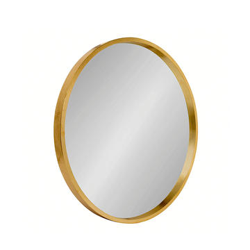 Wood framed mirror, round, gold finish, plain AL0999