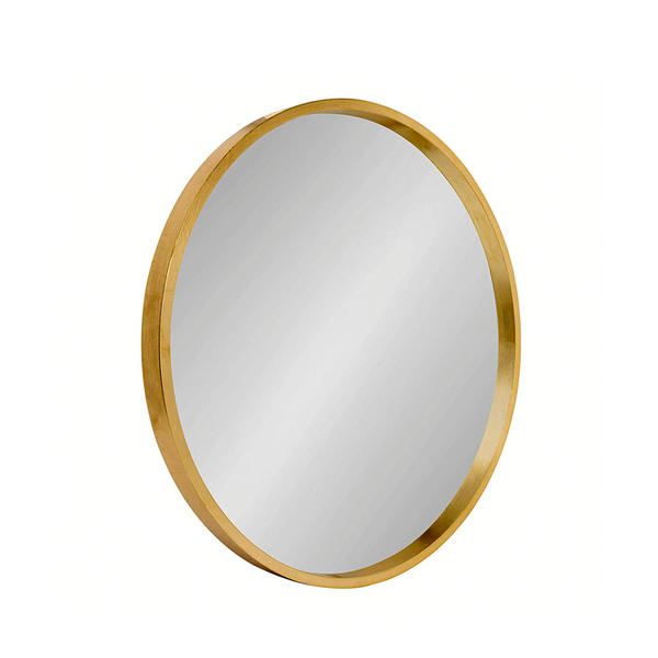 Wood framed mirror, round, gold finish, plain AL0999