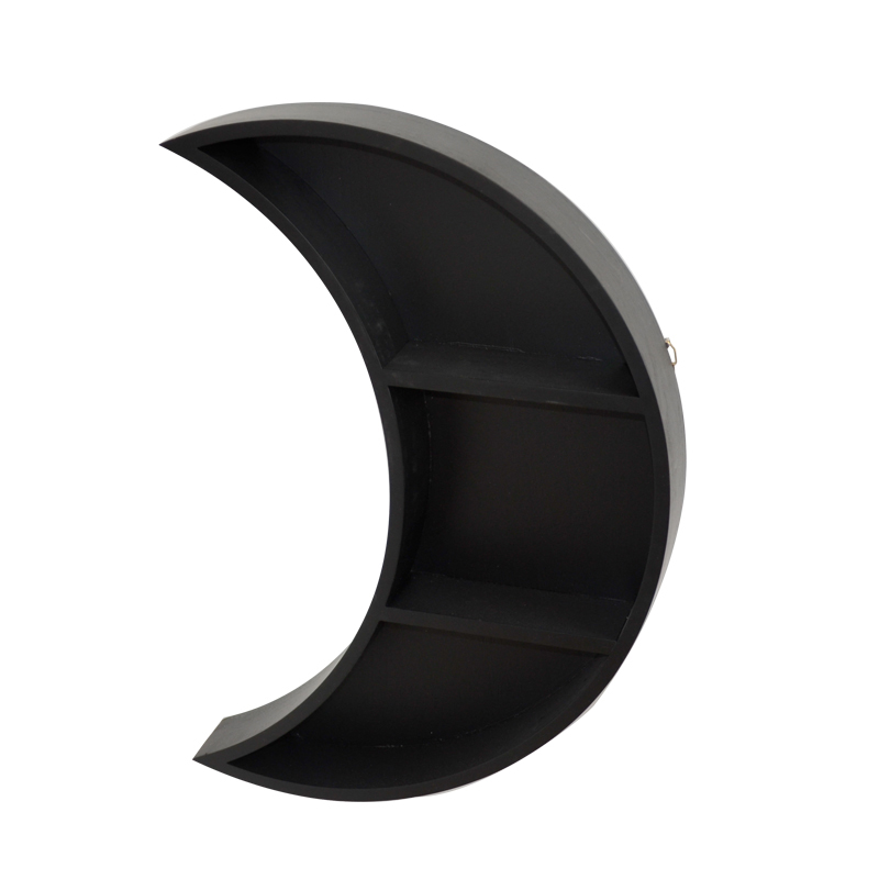 MDF moon shape wall rack,  3 compartments, black AL2024