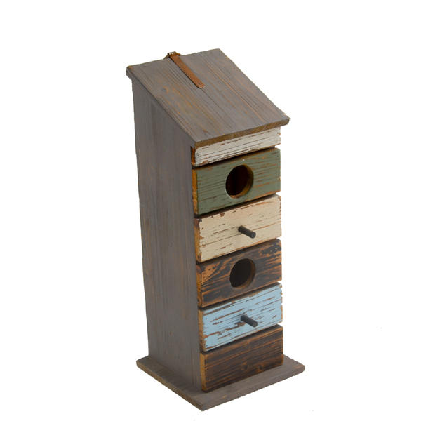Wooden drawer like designed shabby chic style birdhouse with 2 windows AL219