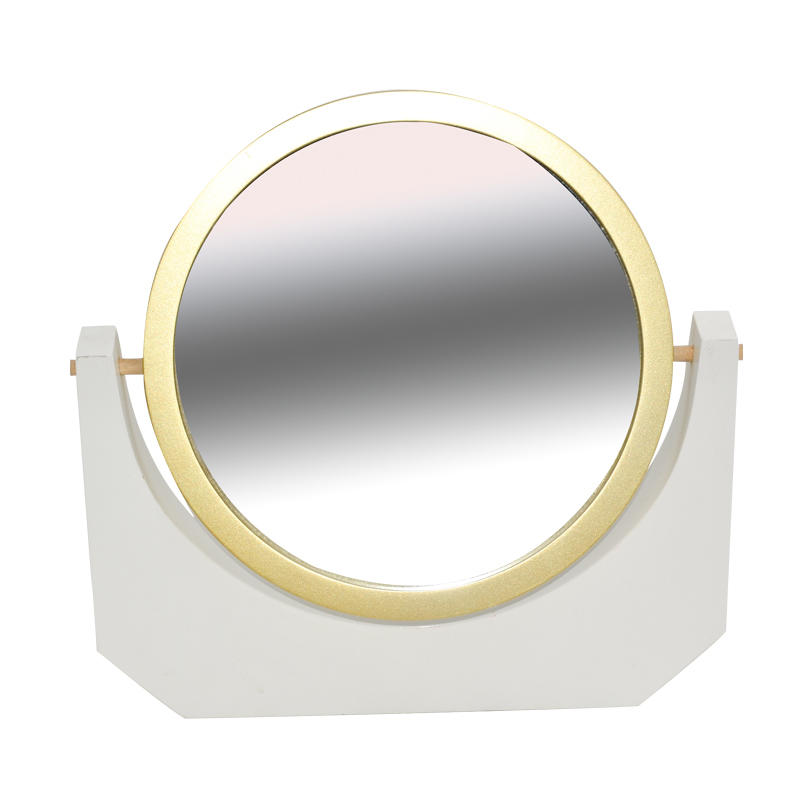 MDF table dressing mirror, Round,  white & golden color AL227