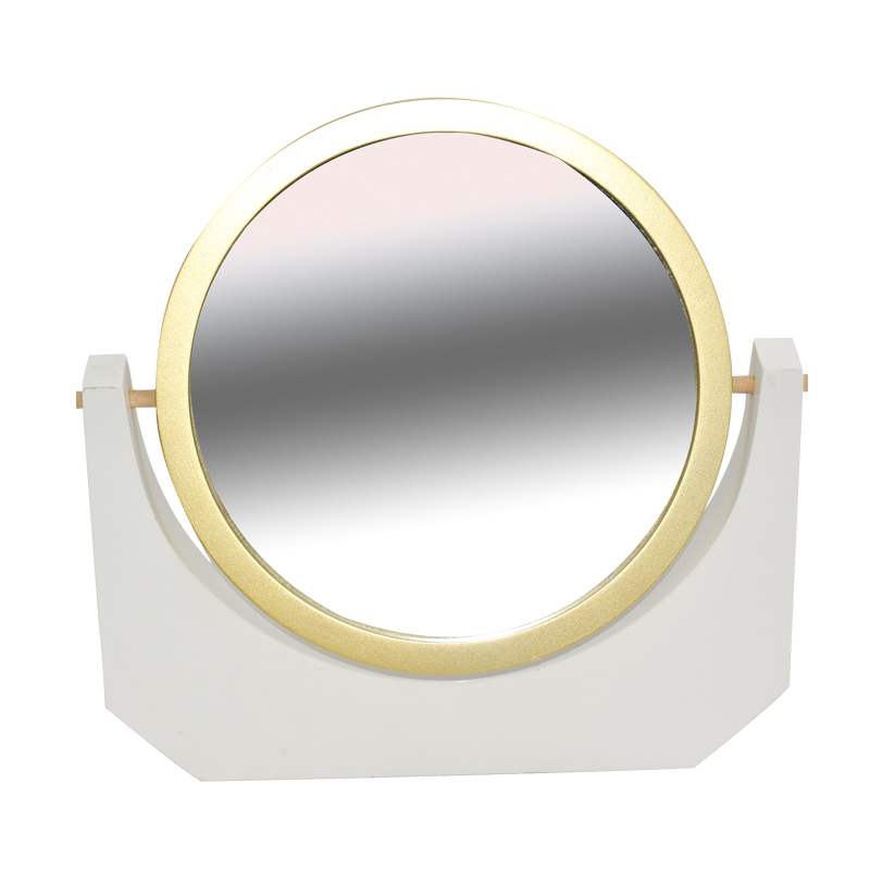MDF table dressing mirror, Round,  white & golden color AL227