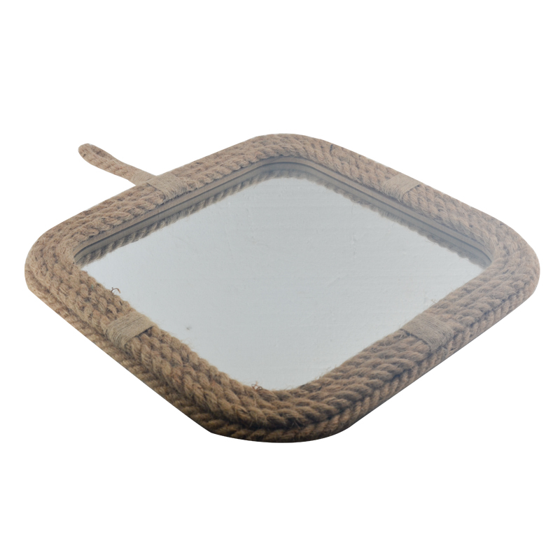 Hemp rope and MDF framed mirror, square AL231