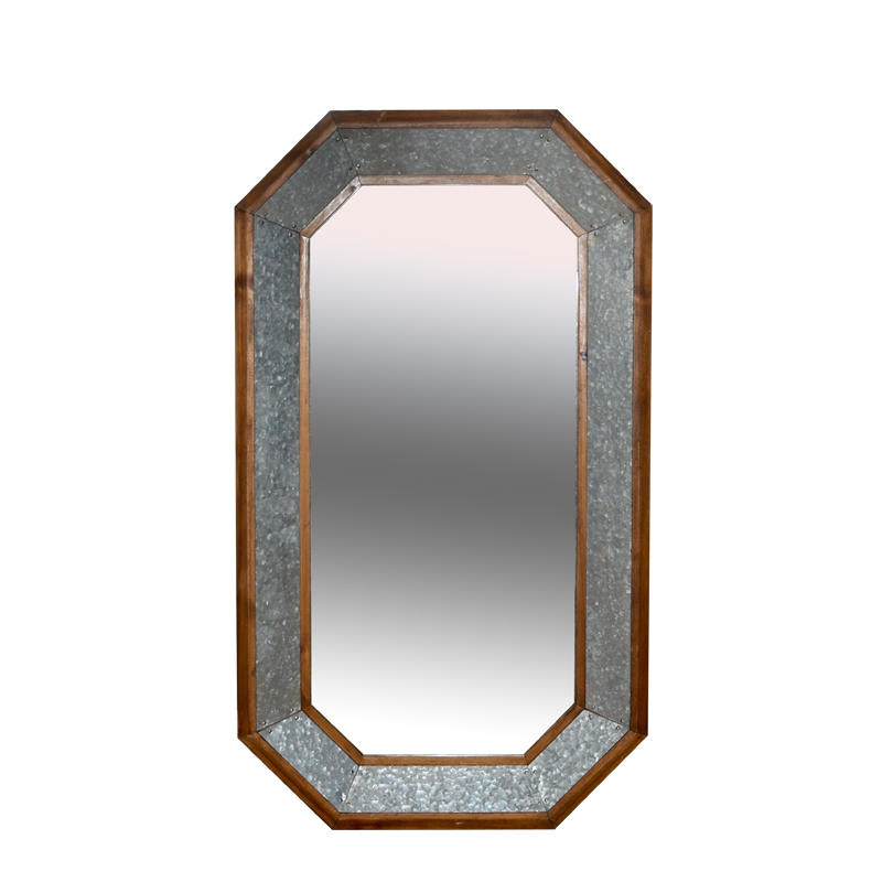 Wood and metal framed mirror, rectangular and octagon shape AL233