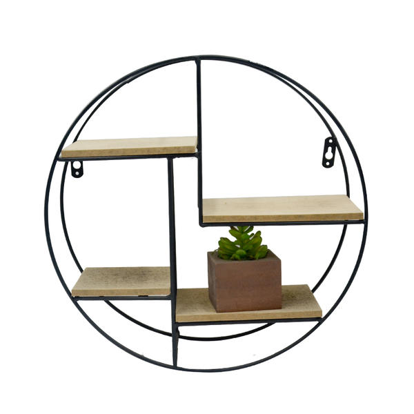 Wooden and metal wall rack, round, 4 layers ALY0023