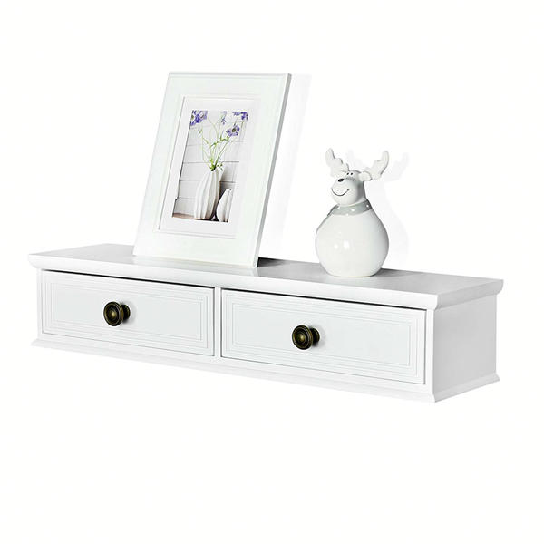 Wooden wall rack with 2 drawers,  white ALY0045