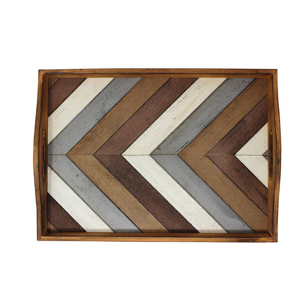 Wooden tray, wood board chips jointed bottom, epaulette design  ALY0308