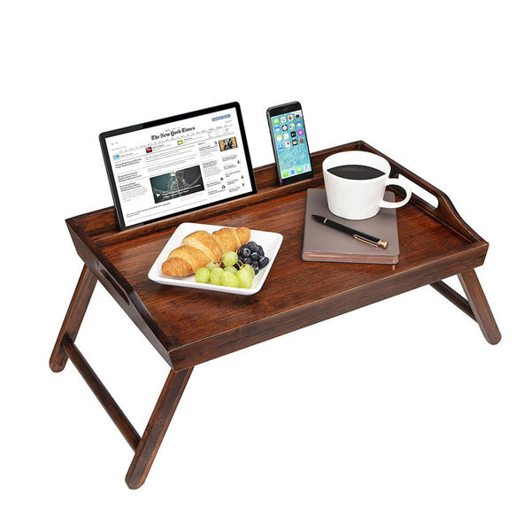 Wooden folding bed table tray, w / cel.phone & ipad slot  ALY0312