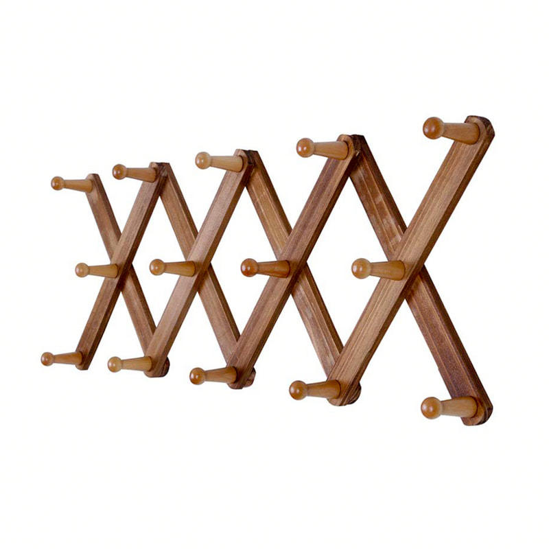 Wooden foldable wall hooks, 14 hooks ALY0455