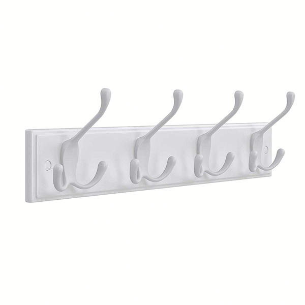 MDF & Metal wall hooks, 4 metal hooks, white MDF backboard ALY0461