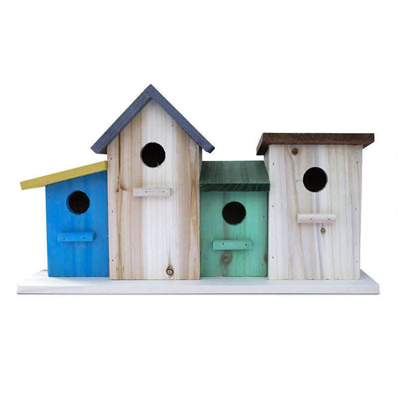 Wooden quadruple and colorful birdhouse ALY0601