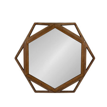 Wood framed mirror hexagon,   visual art, kaleidoscope style,   concise style ALY0757