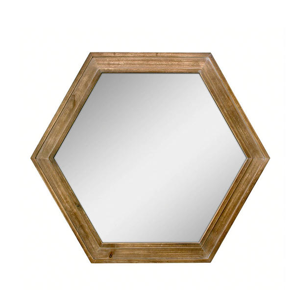 Wood framed mirror hexagon,   linellae style, vintage ALY0759