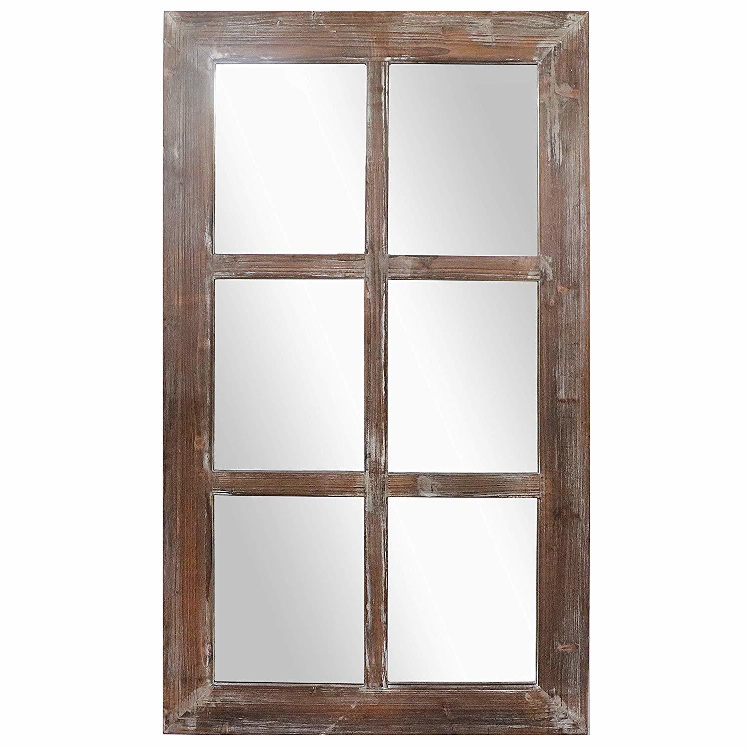Old wood framed mirror, rectangular, window look style,    vintage style ALY0788