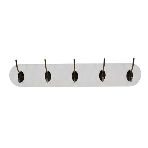 MDF & Metal wall hooks, 5 metal hooks, white MDF backboard FH201