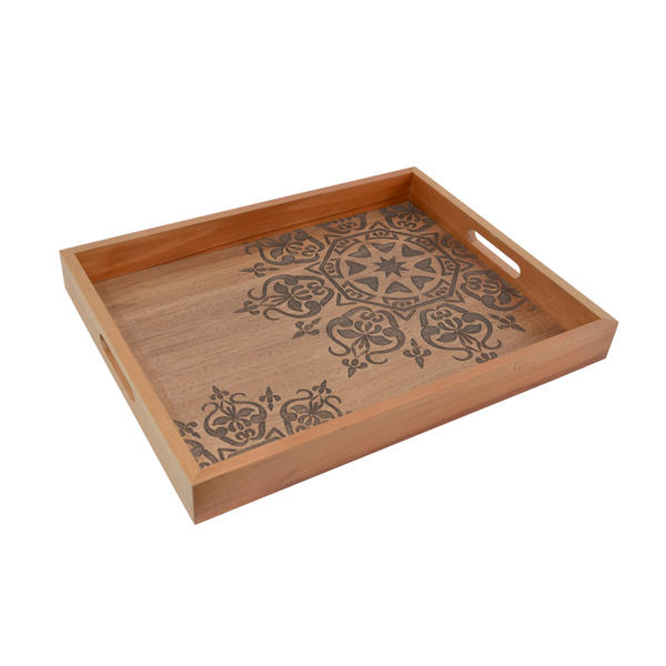 Wooden wedding serving tray, rectangular, brown  T18865
