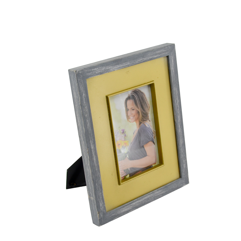 MDF photo frame, vintageand modern style, gray with slightly white distress, ractangular 18F129