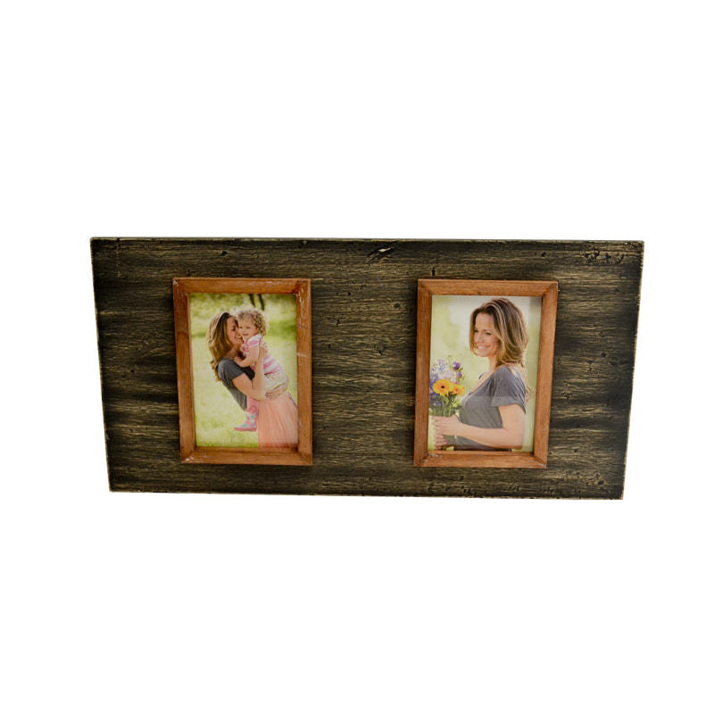 Wooden photo frame, vintage and modern style, distressed coffee color, ractangular 18F132