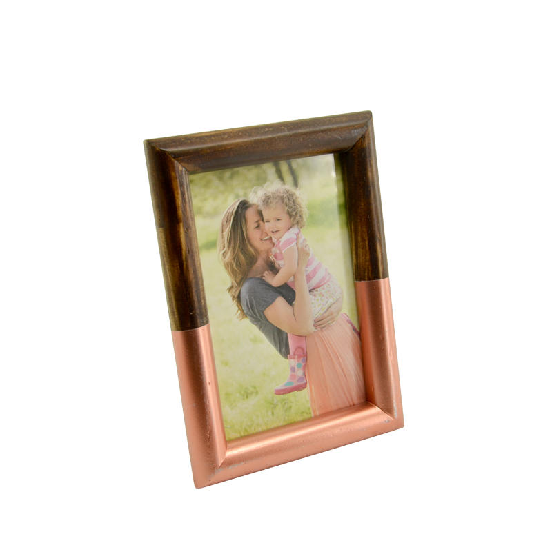MDF photo frame, vintageand modern style,  antique top and rose gold bottom, ractangular 18F145