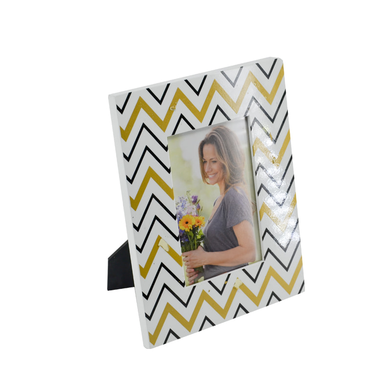 MDF photo frame,  zig zag colorful line printed, ractangular 18F340