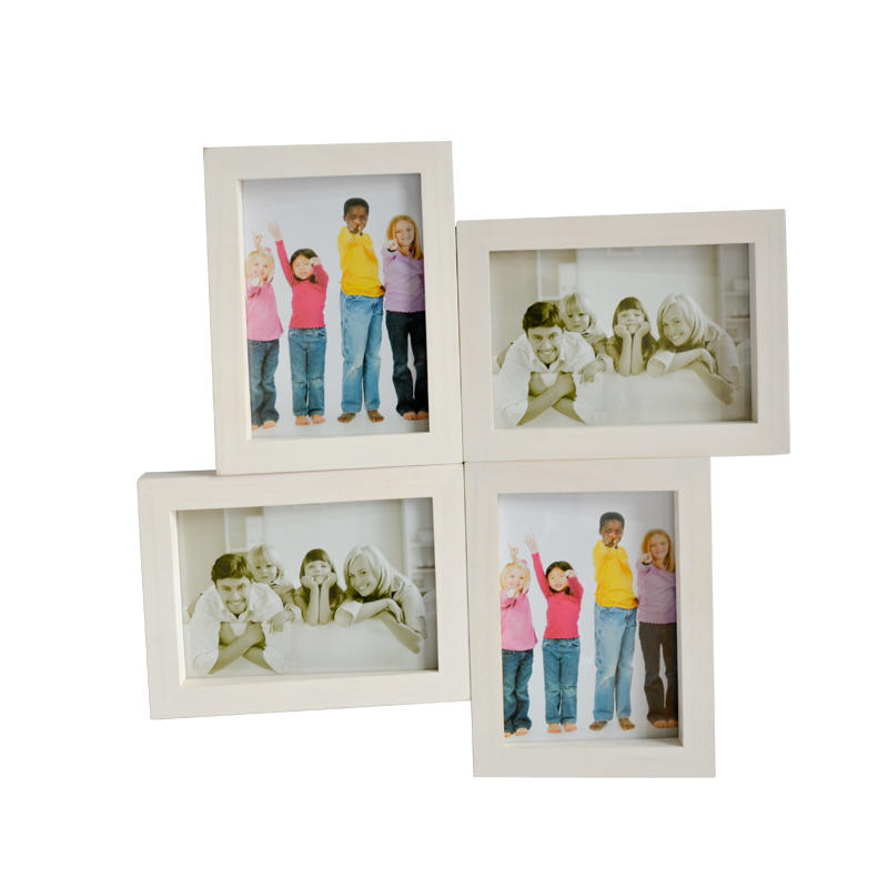 Wooden family photo frame,  4 pcs combination,  white distressed 19S403