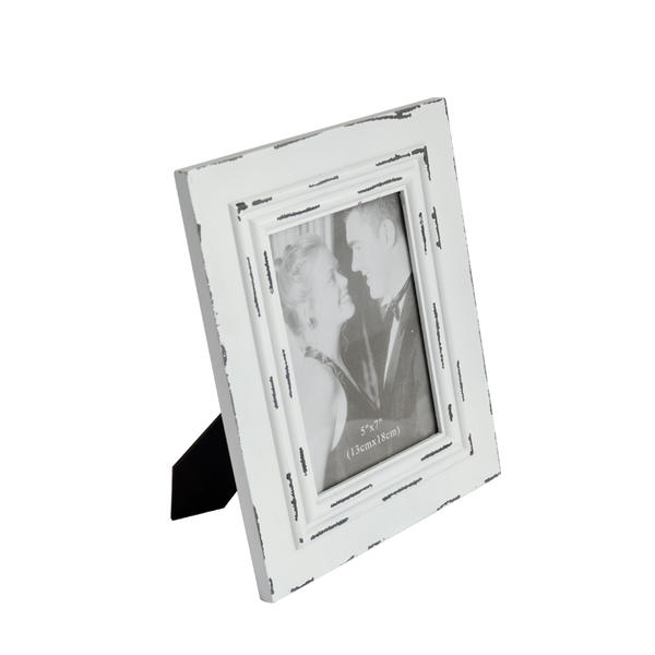 MDF photo frame, vintage, white with black feel off distress 19S411