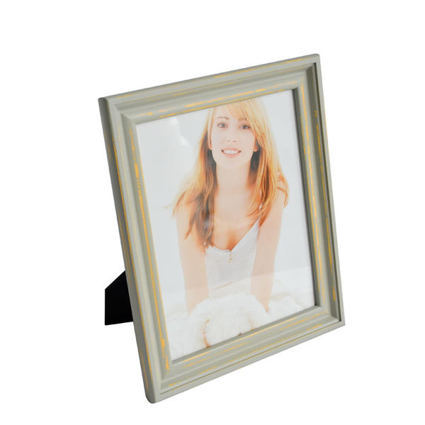 MDF photo frame, rectangular, concise style, gray with yellow distress 19S420