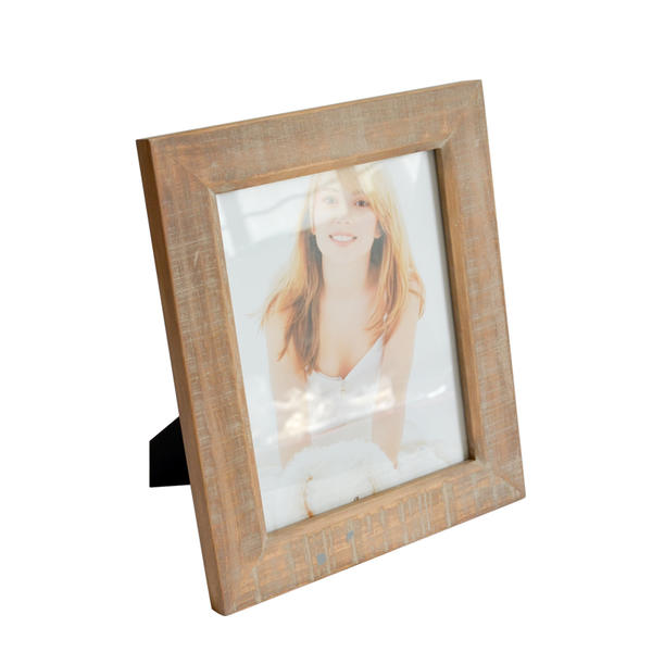 Wooden photo frame with cut distress, rectangular, concise style 19S429