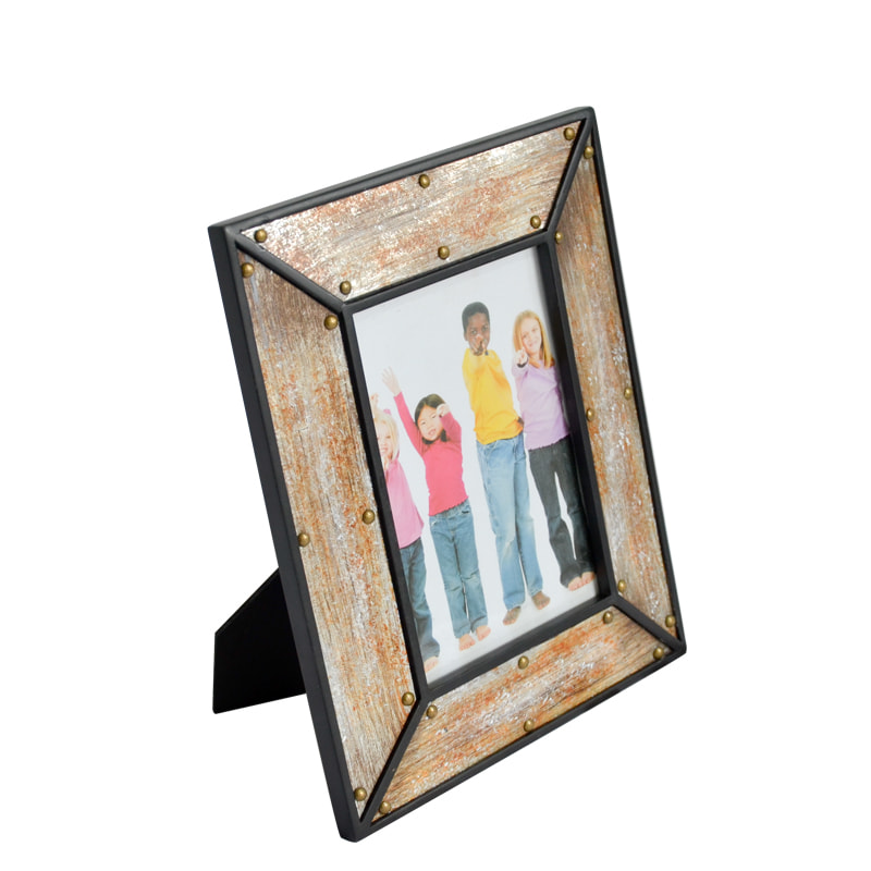 MDF and metal photo frame, ractangular, vintage, antique finish  19S451