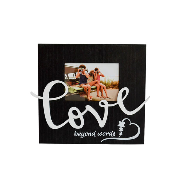 MDF veneered photo frame with metal words ' Love ',  black19S454 