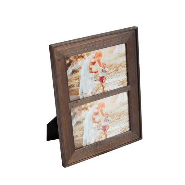 Wooden photo frame, double frame, vertical, coffee color 19S476