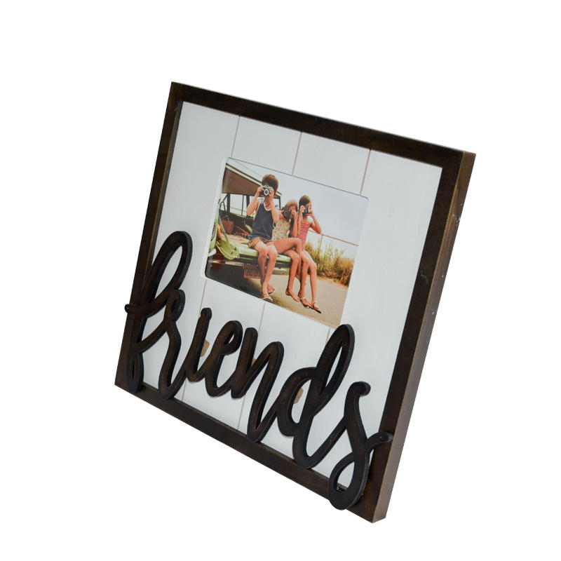 Wooden photo frame, thin framed with cutout word ' Friends ' 19S504