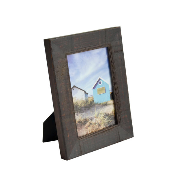 Wooden photo frame, dark and rough frame, rectangular 19S506