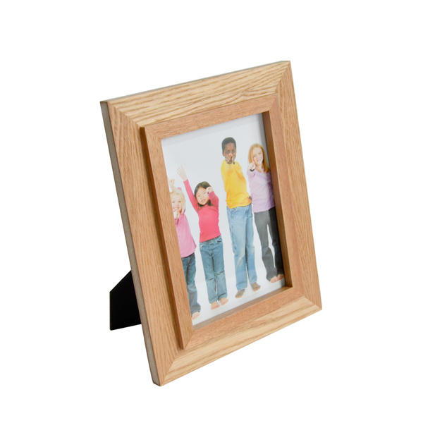 Wooden photo frame with inner bulged frame, natural wood color, rectangular 19S507