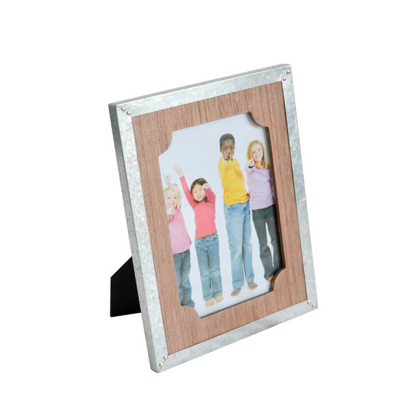 Tin wrapped wooden photo frame,  rectangular. 19S512