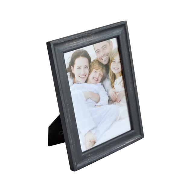 Wooden photo frame, black with wood distressed, rectangular 19S534