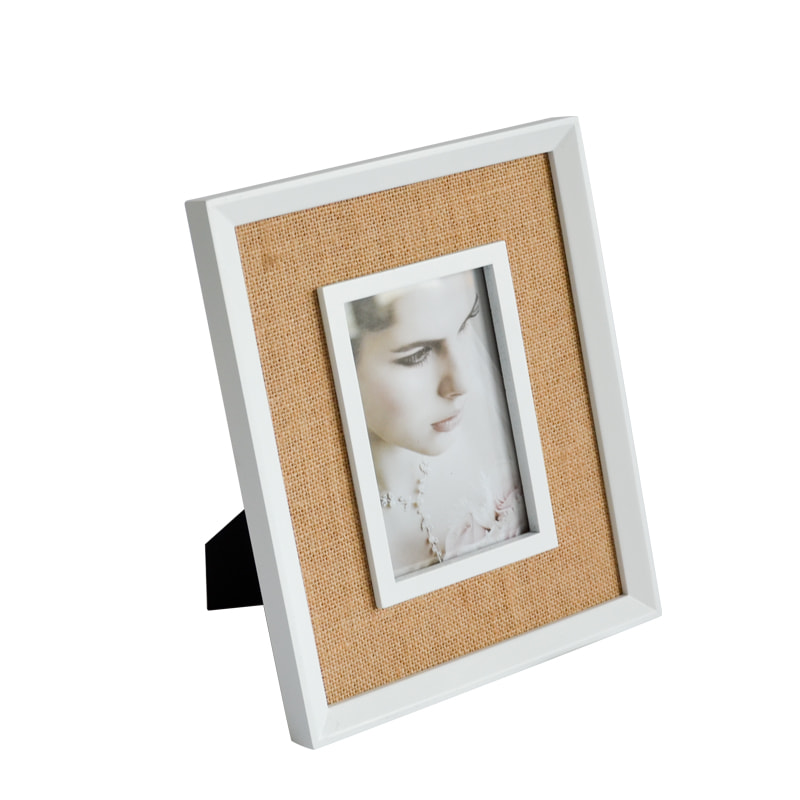 Linen background MDF photo frame, concise design.  Rectangular 19S570