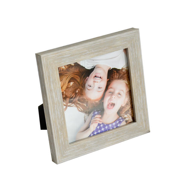 Wooden photo frame,  slightly gray distressed,  square 19S585