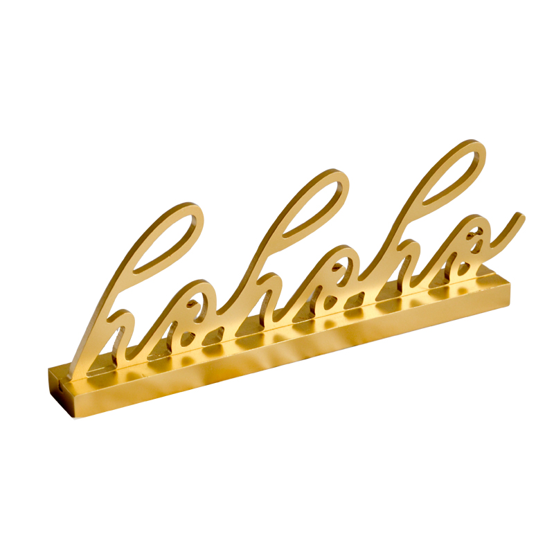 MDF X'mas wording decoration,  table top style, Golden color painted,  ' hello ' 19S617