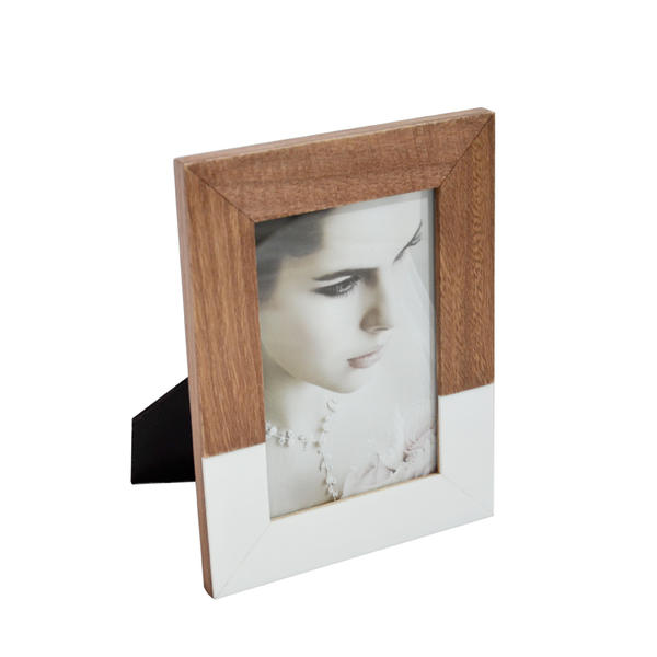Wooden photo frame, modern concise design, lower half white 19S772