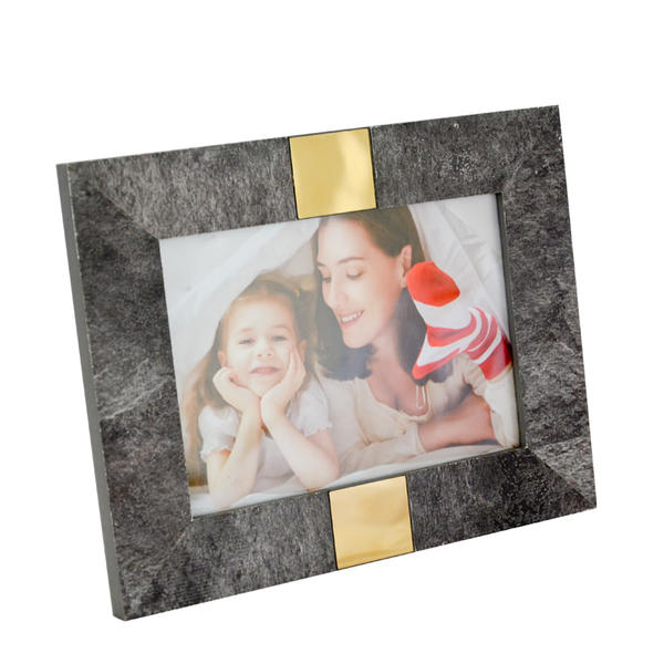 MDF photo frame, modern concise design, artificial marble with golden stripe on middle, rectangular, horizontal 19SH-89