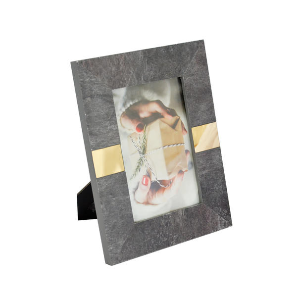 MDF photo frame, modern concise design, artificial marble with golden stripe on middle, rectangular, vertical 19SH-90
